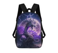 sinyumoney Children's Backpack, Schoolbag Dragon Moonlit Fantasy -1 Large Capacity Students Bookbag Rucksack Knapsack for Boys Girls Adults Teen 17inch