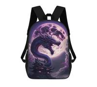 sinyumoney Children's Backpack, Schoolbag Dragon Moonlit Sky Large Capacity Students Bookbag Rucksack Knapsack for Boys Girls Adults Teen 17inch