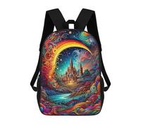 sinyumoney Children's Backpack, Schoolbag Enchanted Castle Dreamscape Large Capacity Students Bookbag Rucksack Knapsack for Boys Girls Adults Teen 17inch