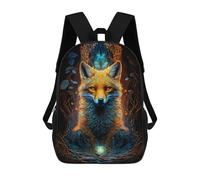 sinyumoney Children's Backpack, Schoolbag Enchanted Fox Portrait -1 Large Capacity Students Bookbag Rucksack Knapsack for Boys Girls Adults Teen 17inch