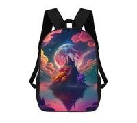 sinyumoney Children's Backpack, Schoolbag Enchanted Isle with Castle Large Capacity Students Bookbag Rucksack Knapsack for Boys Girls Adults Teen 17inch