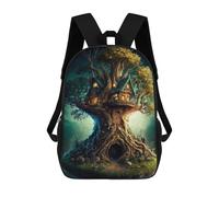 sinyumoney Children's Backpack, Schoolbag Enchanted Treehouse Large Capacity Students Bookbag Rucksack Knapsack for Boys Girls Adults Teen 17inch