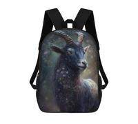 sinyumoney Children's Backpack, Schoolbag Fantasy Forest Goat with Flowers Large Capacity Students Bookbag Rucksack Knapsack for Boys Girls Adults Teen 17inch