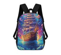 sinyumoney Children's Backpack, Schoolbag Fantasy Sailing Ship Large Capacity Students Bookbag Rucksack Knapsack for Boys Girls Adults Teen 17inch