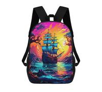 sinyumoney Children's Backpack, Schoolbag Fantasy Sailing Ship Sunset Large Capacity Students Bookbag Rucksack Knapsack for Boys Girls Adults Teen 17inch