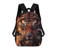 sinyumoney Children's Backpack, Schoolbag Flaming Tiger Portrait -1 Large Capacity Students Bookbag Rucksack Knapsack for Boys Girls Adults Teen 17inch