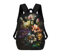 sinyumoney Children's Backpack, Schoolbag Floral Bouquet Painting Large Capacity Students Bookbag Rucksack Knapsack for Boys Girls Adults Teen 17inch