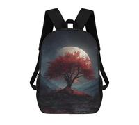 sinyumoney Children's Backpack, Schoolbag Full Moon Red Tree Landscape Large Capacity Students Bookbag Rucksack Knapsack for Boys Girls Adults Teen 17inch