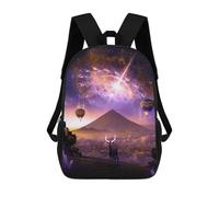 sinyumoney Children's Backpack, Schoolbag Galactic Deer Dreamscape -2 Large Capacity Students Bookbag Rucksack Knapsack for Boys Girls Adults Teen 17inch