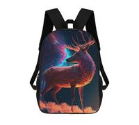 sinyumoney Children's Backpack, Schoolbag Galactic Deer Majesty Large Capacity Students Bookbag Rucksack Knapsack for Boys Girls Adults Teen 17inch