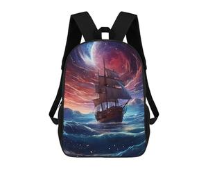 sinyumoney Children's Backpack, Schoolbag Galactic Sailing Adventure -2 Large Capacity Students Bookbag Rucksack Knapsack for Boys Girls Adults Teen 17inch