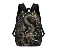 sinyumoney Children's Backpack, Schoolbag Golden Dragon Artwork-1 Large Capacity Students Bookbag Rucksack Knapsack for Boys Girls Adults Teen 17inch