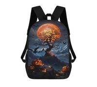 sinyumoney Children's Backpack, Schoolbag Halloween Moonlit Mountain Large Capacity Students Bookbag Rucksack Knapsack for Boys Girls Adults Teen 17inch