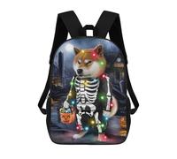 sinyumoney Children's Backpack, Schoolbag Halloween Skeleton Dog Costume Large Capacity Students Bookbag Rucksack Knapsack for Boys Girls Adults Teen 17inch