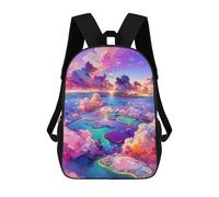 sinyumoney Children's Backpack, Schoolbag Island Dreamscape Large Capacity Students Bookbag Rucksack Knapsack for Boys Girls Adults Teen 17inch