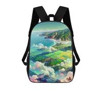 sinyumoney Children's Backpack, Schoolbag Island Paradise with Dragon Large Capacity Students Bookbag Rucksack Knapsack for Boys Girls Adults Teen 17inch