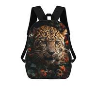 sinyumoney Children's Backpack, Schoolbag Leopard Close-Up Amidst Flowers Large Capacity Students Bookbag Rucksack Knapsack for Boys Girls Adults Teen 17inch