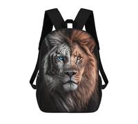 sinyumoney Children's Backpack, Schoolbag Lion Tiger Hybrid Large Capacity Students Bookbag Rucksack Knapsack for Boys Girls Adults Teen 17inch