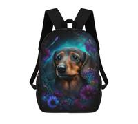 sinyumoney Children's Backpack, Schoolbag Magical Dachshund Portrait Large Capacity Students Bookbag Rucksack Knapsack for Boys Girls Adults Teen 17inch