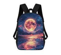 sinyumoney Children's Backpack, Schoolbag Magical Sunset with Giant Moon Large Capacity Students Bookbag Rucksack Knapsack for Boys Girls Adults Teen 17inch