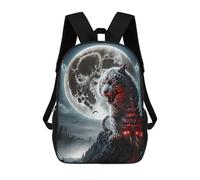 sinyumoney Children's Backpack, Schoolbag Monstrous Tiger Moon Large Capacity Students Bookbag Rucksack Knapsack for Boys Girls Adults Teen 17inch