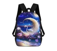sinyumoney Children's Backpack, Schoolbag Moonlit Swan Serenity Large Capacity Students Bookbag Rucksack Knapsack for Boys Girls Adults Teen 17inch