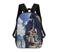 sinyumoney Children's Backpack, Schoolbag Mountain Retreat with Waterfall Large Capacity Students Bookbag Rucksack Knapsack for Boys Girls Adults Teen 17inch