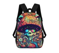 sinyumoney Children's Backpack, Schoolbag Mushroom Skull Large Capacity Students Bookbag Rucksack Knapsack for Boys Girls Adults Teen 17inch