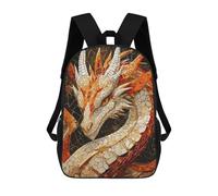 sinyumoney Children's Backpack, Schoolbag Mysterious Dragon Mosaic Large Capacity Students Bookbag Rucksack Knapsack for Boys Girls Adults Teen 17inch