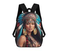sinyumoney Children's Backpack, Schoolbag Native American Headdress Art Large Capacity Students Bookbag Rucksack Knapsack for Boys Girls Adults Teen 17inch