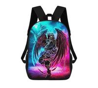 sinyumoney Children's Backpack, Schoolbag Neon Angel Wings Artwork Large Capacity Students Bookbag Rucksack Knapsack for Boys Girls Adults Teen 17inch