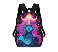 sinyumoney Children's Backpack, Schoolbag Neon Fantasy Portrait Large Capacity Students Bookbag Rucksack Knapsack for Boys Girls Adults Teen 17inch