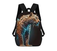 sinyumoney Children's Backpack, Schoolbag Neon Leopard Portrait -1 Large Capacity Students Bookbag Rucksack Knapsack for Boys Girls Adults Teen 17inch