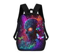 sinyumoney Children's Backpack, Schoolbag Neon Skull Garden Large Capacity Students Bookbag Rucksack Knapsack for Boys Girls Adults Teen 17inch