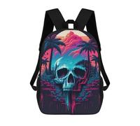 sinyumoney Children's Backpack, Schoolbag Neon Skull Island Large Capacity Students Bookbag Rucksack Knapsack for Boys Girls Adults Teen 17inch