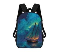 sinyumoney Children's Backpack, Schoolbag Night Sailing Adventure Large Capacity Students Bookbag Rucksack Knapsack for Boys Girls Adults Teen 17inch