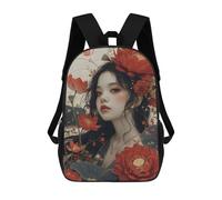 sinyumoney Children's Backpack, Schoolbag Portrait of Petals Large Capacity Students Bookbag Rucksack Knapsack for Boys Girls Adults Teen 17inch