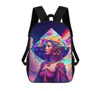 sinyumoney Children's Backpack, Schoolbag Rainbow Geometry Goddess 3 Large Capacity Students Bookbag Rucksack Knapsack for Boys Girls Adults Teen 17inch