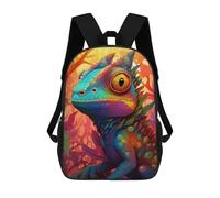 sinyumoney Children's Backpack, Schoolbag Rainbow Lizard in Fantasy Forest Large Capacity Students Bookbag Rucksack Knapsack for Boys Girls Adults Teen 17inch