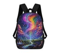 sinyumoney Children's Backpack, Schoolbag Rainbow River in Fantasy Land Large Capacity Students Bookbag Rucksack Knapsack for Boys Girls Adults Teen 17inch