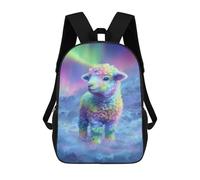 sinyumoney Children's Backpack, Schoolbag Rainbow Sheep in Clouds Large Capacity Students Bookbag Rucksack Knapsack for Boys Girls Adults Teen 17inch