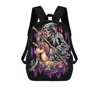sinyumoney Children's Backpack, Schoolbag Reaper Riding Unicorn Large Capacity Students Bookbag Rucksack Knapsack for Boys Girls Adults Teen 17inch