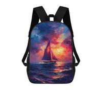 sinyumoney Children's Backpack, Schoolbag Sailboat Sunset Large Capacity Students Bookbag Rucksack Knapsack for Boys Girls Adults Teen 17inch