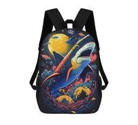 sinyumoney Children's Backpack, Schoolbag Shark in Space -1 Large Capacity Students Bookbag Rucksack Knapsack for Boys Girls Adults Teen 17inch