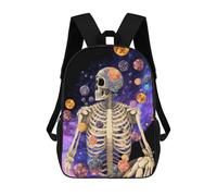 sinyumoney Children's Backpack, Schoolbag Skeleton in Space Large Capacity Students Bookbag Rucksack Knapsack for Boys Girls Adults Teen 17inch