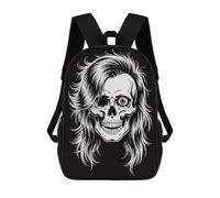 sinyumoney Children's Backpack, Schoolbag Skull with Hair And One Eye Large Capacity Students Bookbag Rucksack Knapsack for Boys Girls Adults Teen 17inch