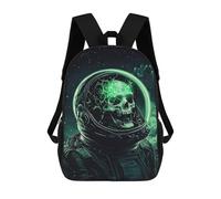 sinyumoney Children's Backpack, Schoolbag Space Horror Astronaut with Glowing Skull Large Capacity Students Bookbag Rucksack Knapsack for Boys Girls Adults Teen 17inch