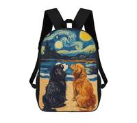 sinyumoney Children's Backpack, Schoolbag Starry Night Dogs Large Capacity Students Bookbag Rucksack Knapsack for Boys Girls Adults Teen 17inch