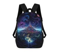 sinyumoney Children's Backpack, Schoolbag Starry Sky Metropolis -1 Large Capacity Students Bookbag Rucksack Knapsack for Boys Girls Adults Teen 17inch