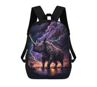 sinyumoney Children's Backpack, Schoolbag Thundering Rhino Epic Wildlife Artwork Large Capacity Students Bookbag Rucksack Knapsack for Boys Girls Adults Teen 17inch